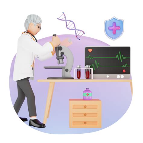 Doctor Checking Blood Sample 3d Character Illustration 25068379 Png