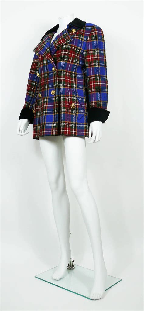 Moschino Vintage Iconic Wool Tartan Plaid Jacket For Sale At 1stDibs