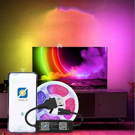 Usb Rgb Ws B Led Strip Light Bluetooth App Backlight For Lcd Tv Pc