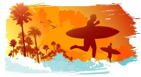 Summer Holiday Man With Surfboard Stock Vector Image By ©kudryashka