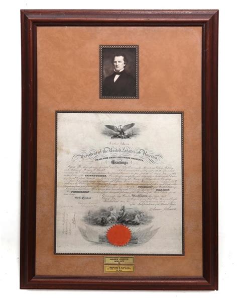 Lot A Large Andrew Johnson 17th President 1865 1869 Engraved