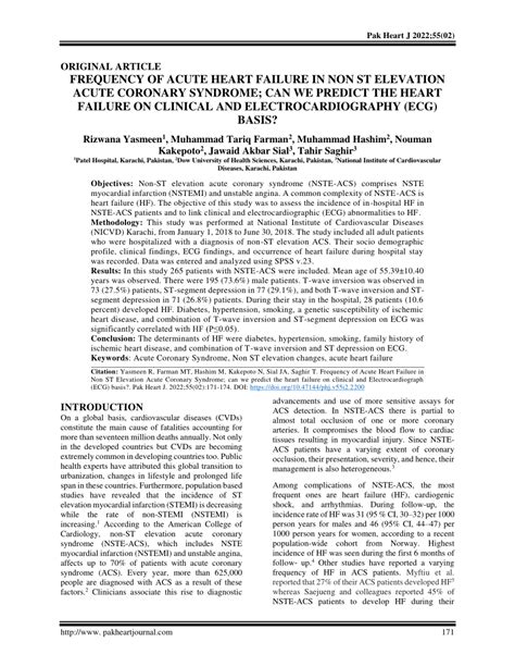 PDF FREQUENCY OF ACUTE HEART FAILURE IN NON ST ELEVATION ACUTE