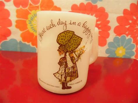 Holly Hobbie Mug 8 Oz Fire King Milk Glass Start Each Day In A Etsy