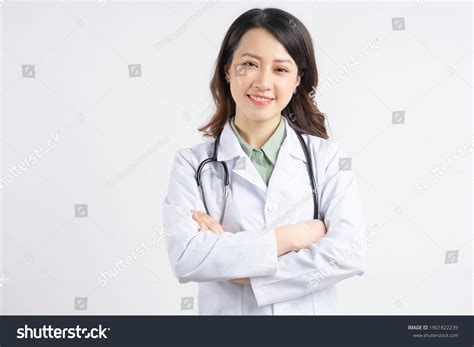 Portrait Asian Female Doctor Holding Hands Stock Photo 1901822239 ...