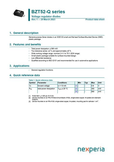 BZT52 B4V3 Q Datasheet Pdf Nexperia