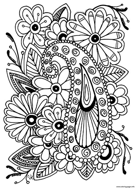 Adult Flowers Paisley Coloring Page Printable