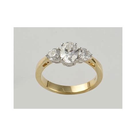 Ct Yellow And White Gold Artisan Diamond Three Stone Ring Ct