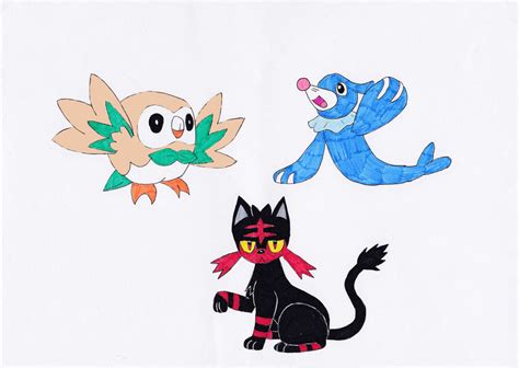 Pokemon Generation 7 Starters by OkamiRyuu1993 on DeviantArt