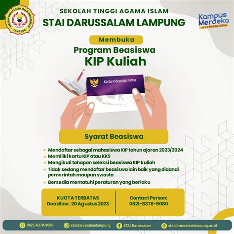 Beasiswa Kip Kuliah Stai Darussalam Lampung