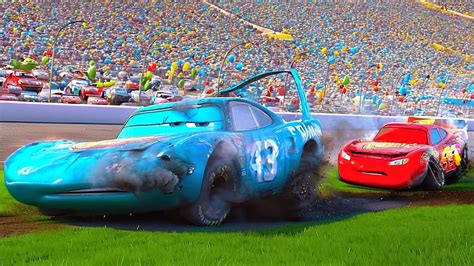 Lightning McQueen King Dinoco Epic Crash THEY BOTH BROKE IN THE