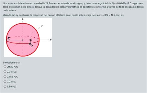 Solved Una Esfera Solida Aislante Con Radio R Cm Esta Chegg