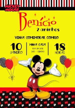 Convite Anivers Rio Mickey Mouse Edite Gr Tis Nosso Editor Online