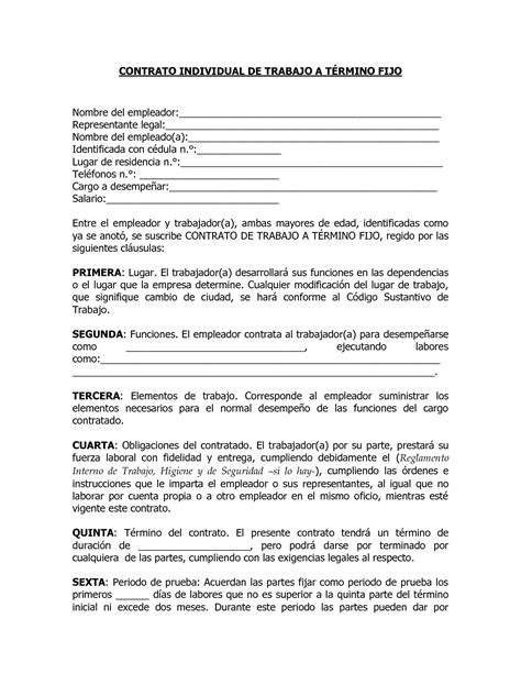 Modelo De Contrato De Trabajo Plantilla Ejemplos Hot Sex Picture Hot