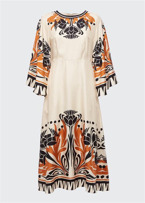 La Doublej Sorella Florence Print Silk Twill Midi Dress Editorialist