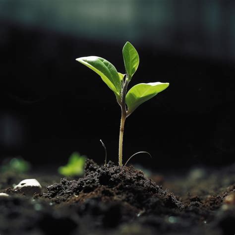 Premium Ai Image A Small Plant Growing In The Soil With A Seedling On It