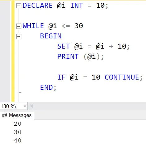 Loops In SQL Server