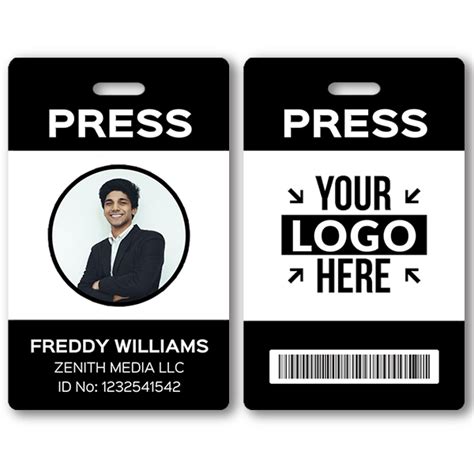 Modern Press Pass Custom Photo Id Badge Nametag Wizard