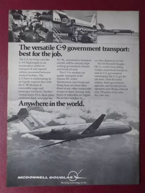 9 1974 Pub Mcdonnell Douglas C 9a Nightingale C 9b Skytrain Ii Dc 9 Original Ad Eur 10 00