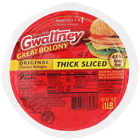 Gwaltney Thick Sliced Chicken Bologna 16 Oz