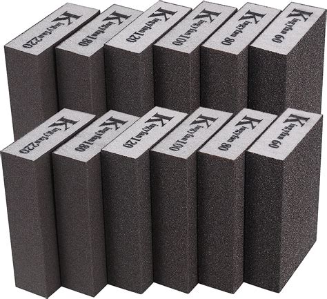 Aoyfuwell12 Pcs Sanding Blocks Sanding Sponges Blocks Pads Wet Dry