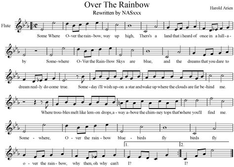 Over The Rainbow Flute Music Flute Music Clarinet Music Clarinet