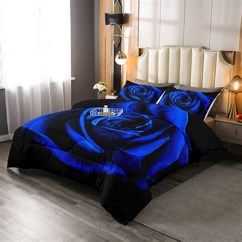 ディズニーコレクション Feelyou Galaxy Blue Rose Bedding Set Romantic Rose Floral Comforter Set For Women