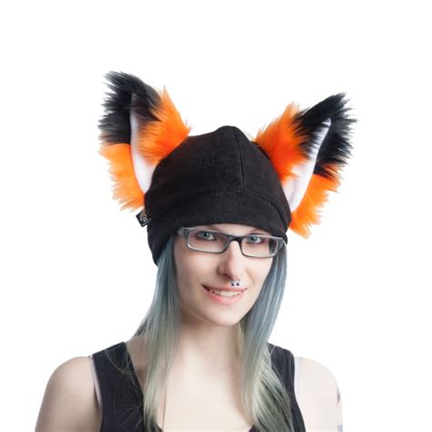 Pawstar Fox Yip Hat Furry Ears Fleece Beanie Rust Brown Etsy