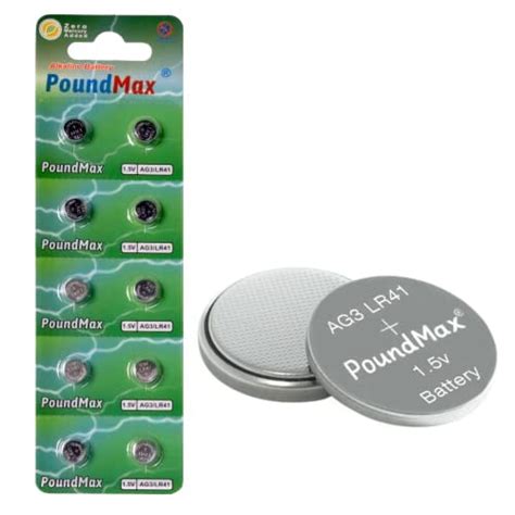 PoundMax AG3 LR41 Batteries 1 5v Alkaline Button Cell Battery 10