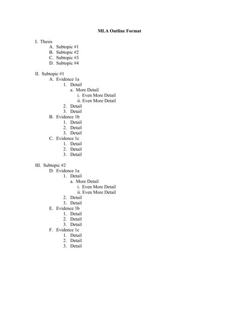 Mla Outline Format Template