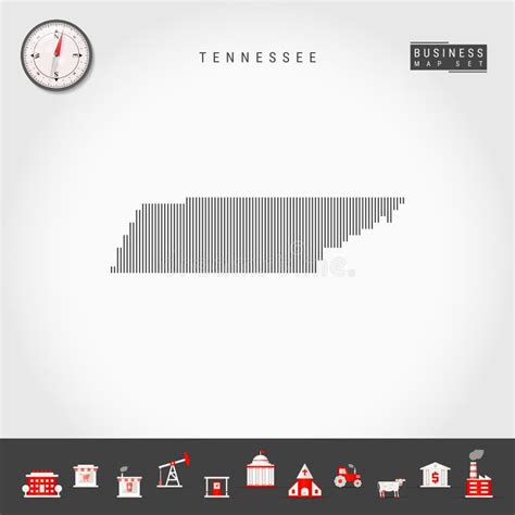 Vector Vertical Lines Pattern Map Of Tennessee Striped Silhouette Of