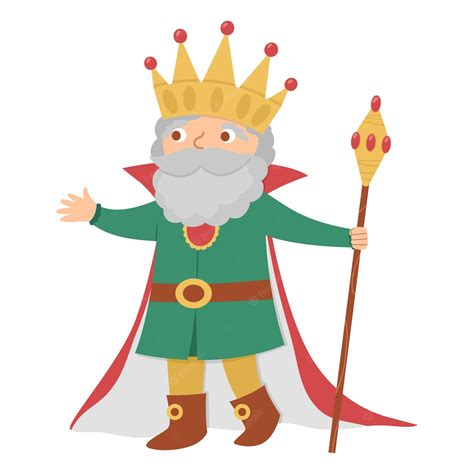 Premium Vector Fairy Tale King With Scepter Isolated On White