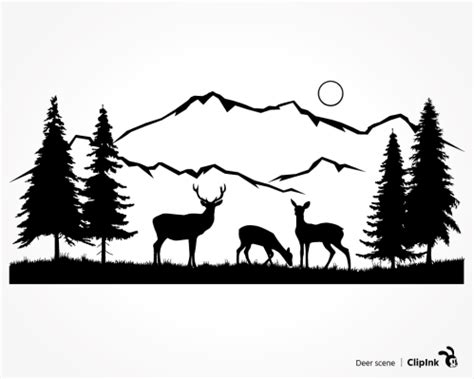 Deer scene svg, Deer nature scene | svg, png, eps, dxf, pdf - ClipInk