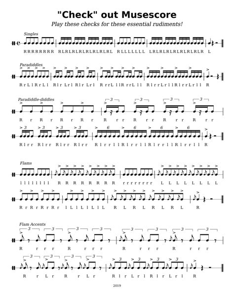 Checks And Rudiments Sheet Music For Snare Drum Solo