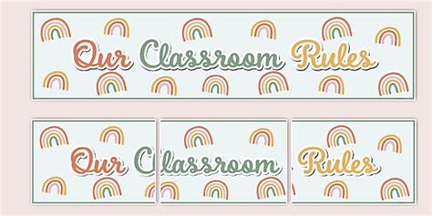 Muted Rainbow Themed Our Classroom Rules Display Banner