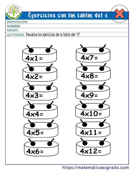 Ejercicios De La Tabla De Multiplicar Del 4 Tabla NBKomputer