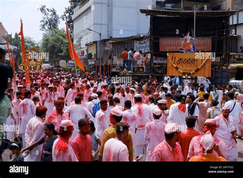 Pune India September 29 2023 Ganesh Immersion Procession Dhol