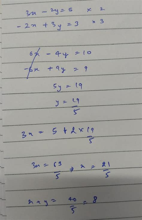 Find The Value Of X T If 3x 2y 5 And 3y 2x 3