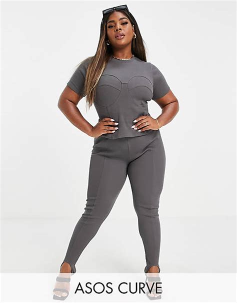 Asos Design Curve Ribbed Contoured Stirrup Legging Asos