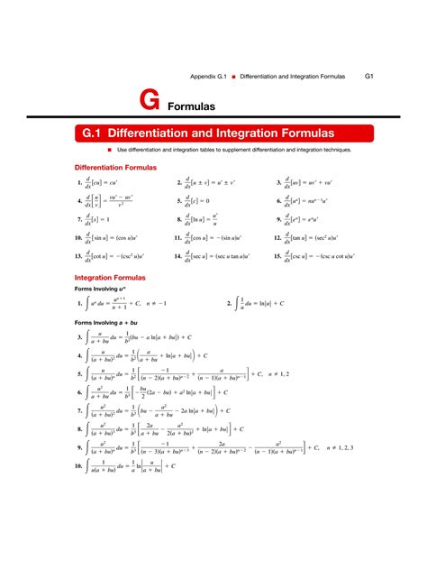 Differentiation And Integration Formulas With Examples Pdf Instapdf