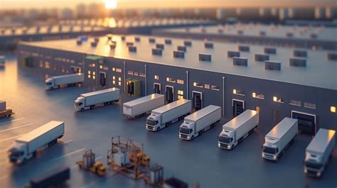 Premium Photo Fleet Of Trucks Parked In Front Of Warehouse