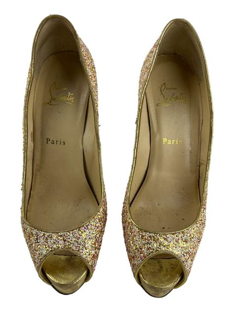 Sapato De Salto Christian Louboutin Vendome 120 Glitter Dourado