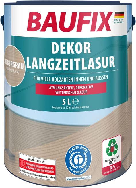 BAUFIX Dekor Langzeitlasur silbergrau seidenglänzend 5 Liter