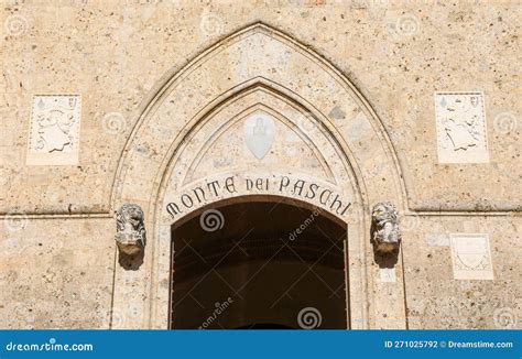 Main Door Of Headquarters Of The Italian Bank Called MONTE DEI PASCHI