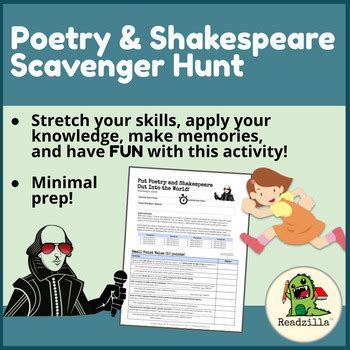 Shakespeare And Poetry Scavenger Hunt By Readzilla TPT