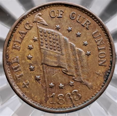 1863 Patriotic Civil War Token The Flag Of Our Union Shoot Him On