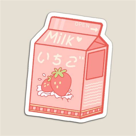 Japanese Cute Aesthetic Strawberry Milk Magnet For Sale By Chen05