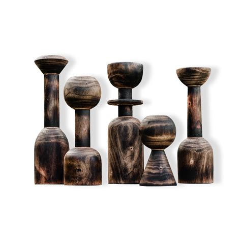 Wood Candle Holders (Set of 5)