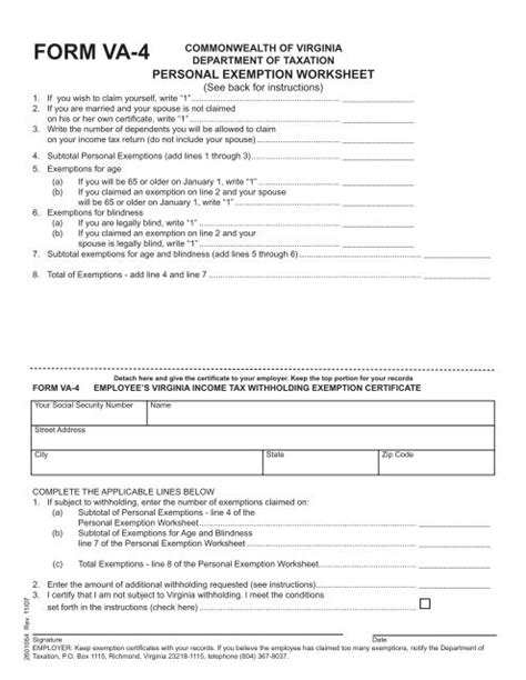 Personal Exemption Worksheet Worksheets Library