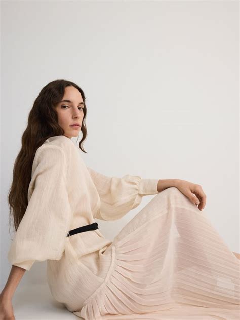 Vestido Maxi En Mezcla De Lyocell Color Nude RESERVED BW X