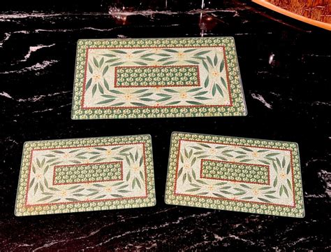 Temp Tations Glass Trivets Old World Green Set Of 3 Ebay